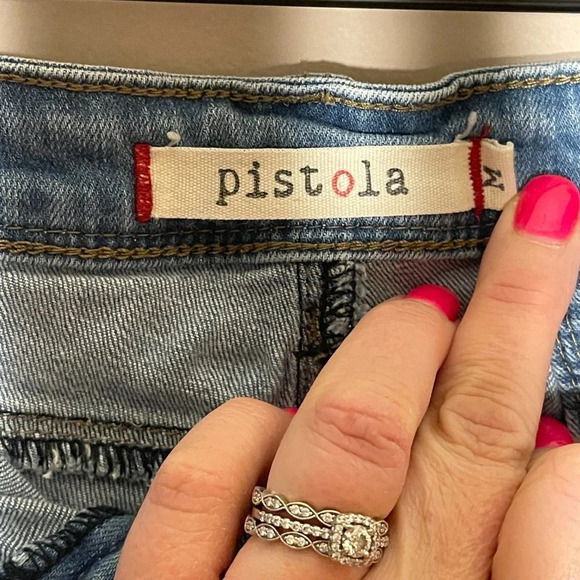 Women's M Pistola Fringed Jean Shorts Ultra Low Rise Zipper Fly Light Wash - Picture 4 of 7